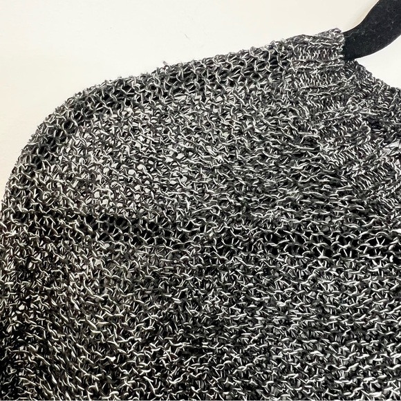 Uniqlo 100% linen open knit black white marl 3/4 sleeve sweater M - Picture 9 of 11